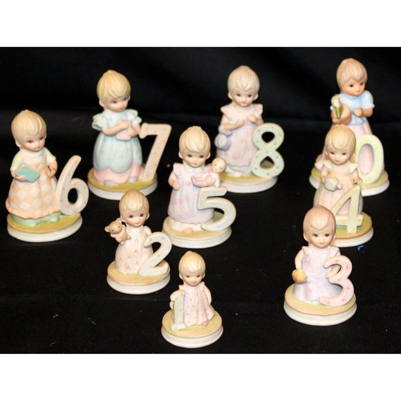 Lefton China Christopher Collection Birthday Growing Girls Age 1-10 Young Flower - Picture 1 of 10